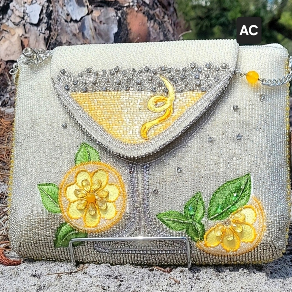 Mary Frances Lemon Drop Crossbody Clutch Handbag